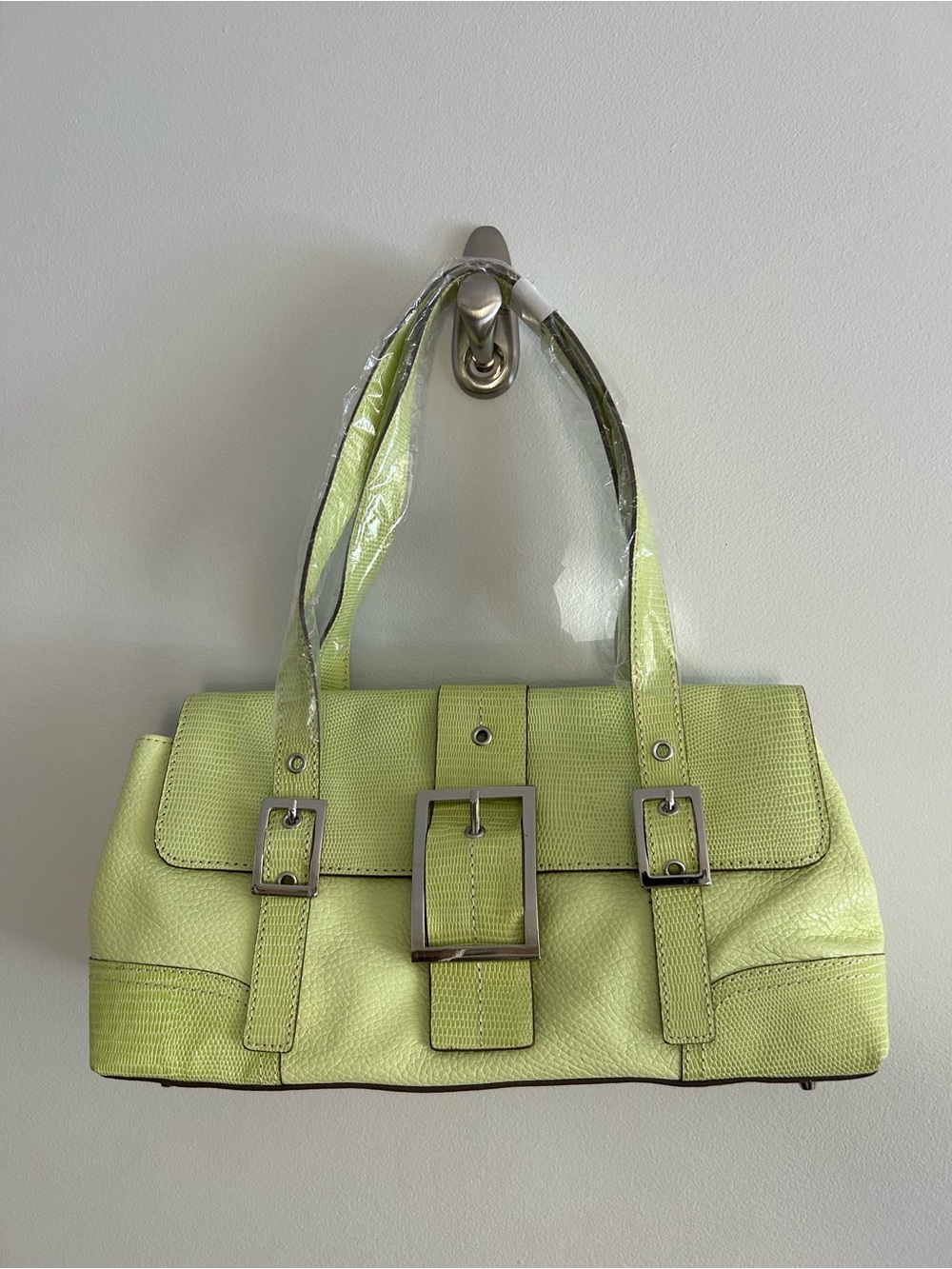 New Max New York Women’s Structured Lime Green Shoulder Bag with matching wallet
